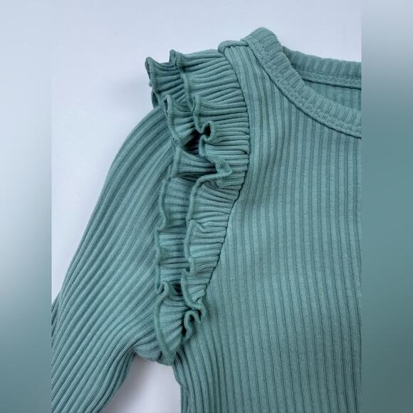 Little Sleepies Play Classic Ribbed Flutter Long Sleeve Shirt Size 6-12 Months - Picture 5 of 6